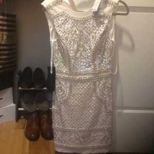 Bebe summer dreams beaded white dress